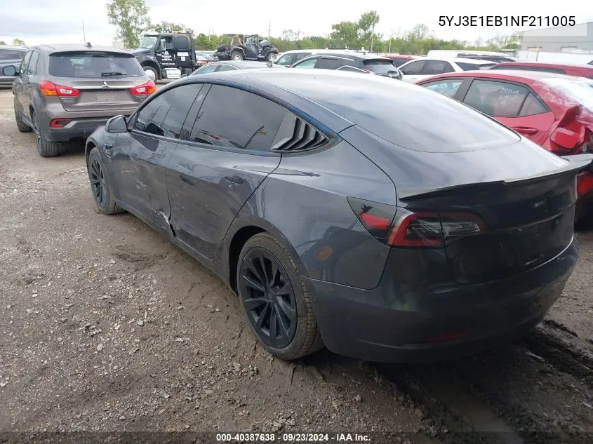 2022 Tesla Model 3 Long Range Dual Motor All-Wheel Drive VIN: 5YJ3E1EB1NF211005 Lot: 40387638