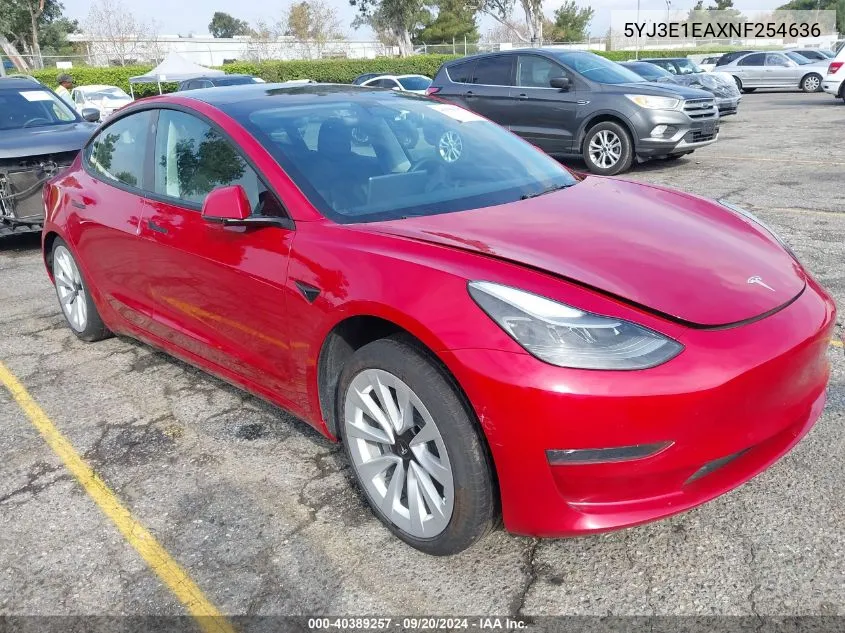 2022 Tesla Model 3 VIN: 5YJ3E1EAXNF254636 Lot: 40389257