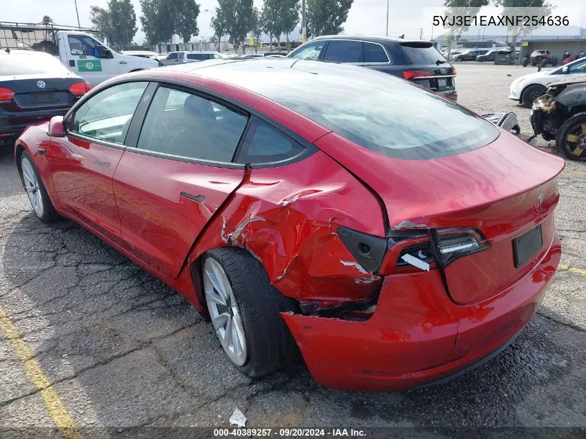 5YJ3E1EAXNF254636 2022 Tesla Model 3