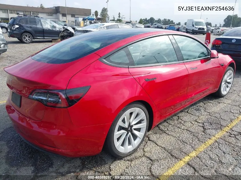 5YJ3E1EAXNF254636 2022 Tesla Model 3