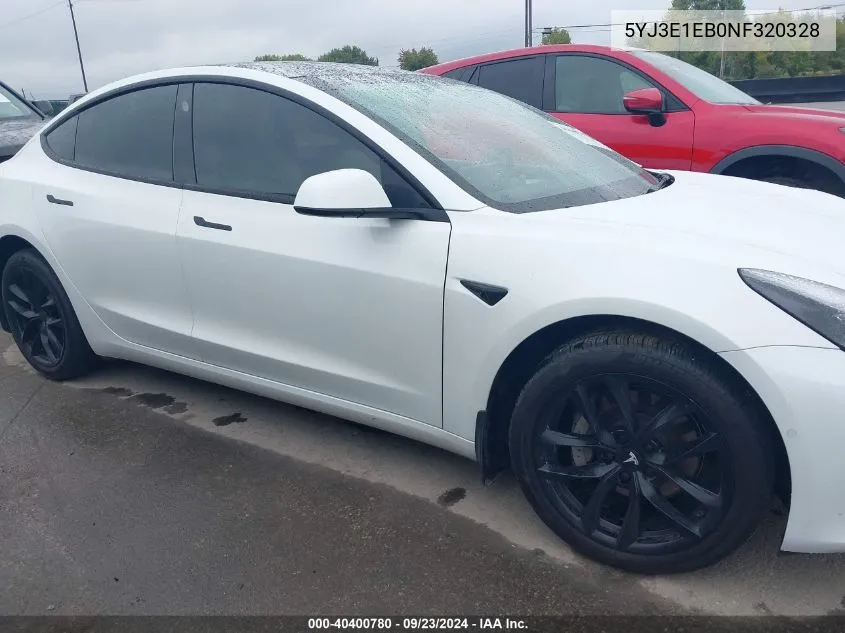 2022 Tesla Model 3 Long Range Dual Motor All-Wheel Drive VIN: 5YJ3E1EB0NF320328 Lot: 40400780