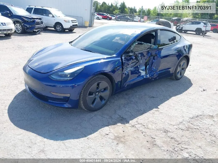 5YJ3E1EB1NF170391 2022 Tesla Model 3