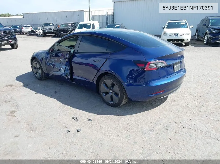 5YJ3E1EB1NF170391 2022 Tesla Model 3