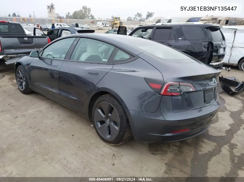 2022 Tesla Model 3 Long Range Dual Motor All-Wheel Drive VIN: 5YJ3E1EB3NF135447 Lot: 40406991