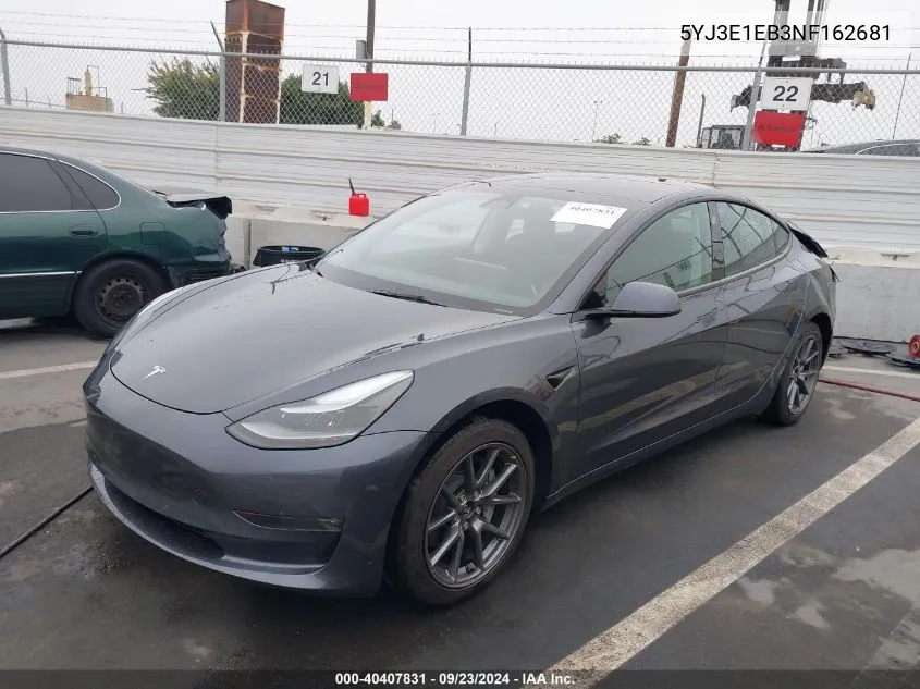 2022 Tesla Model 3 VIN: 5YJ3E1EB3NF162681 Lot: 40407831