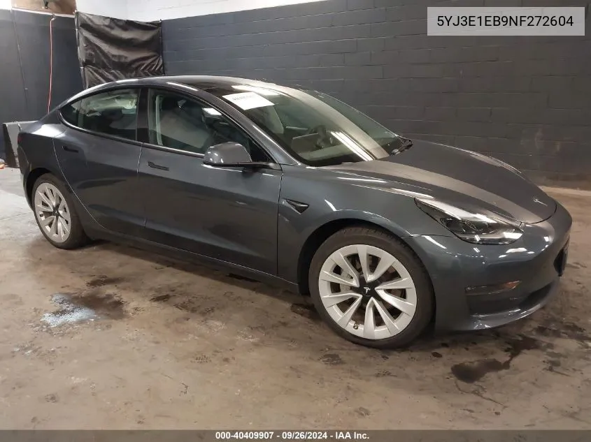 2022 Tesla Model 3 Long Range Dual Motor All-Wheel Drive VIN: 5YJ3E1EB9NF272604 Lot: 40409907