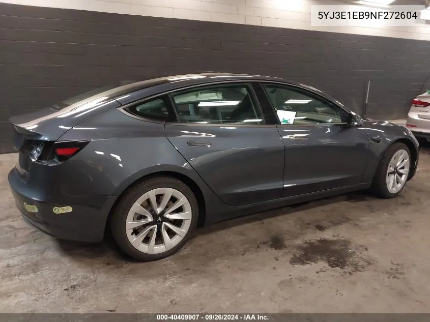 2022 Tesla Model 3 Long Range Dual Motor All-Wheel Drive VIN: 5YJ3E1EB9NF272604 Lot: 40409907