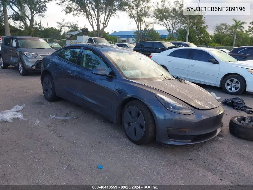 2022 Tesla Model 3 Long Range Dual Motor All-Wheel Drive VIN: 5YJ3E1EB6NF289196 Lot: 40410559