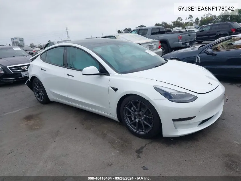 5YJ3E1EA6NF178042 2022 Tesla Model 3