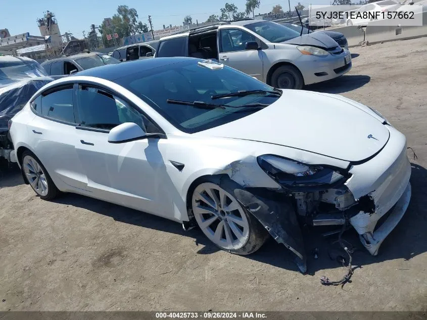 5YJ3E1EA8NF157662 2022 Tesla Model 3