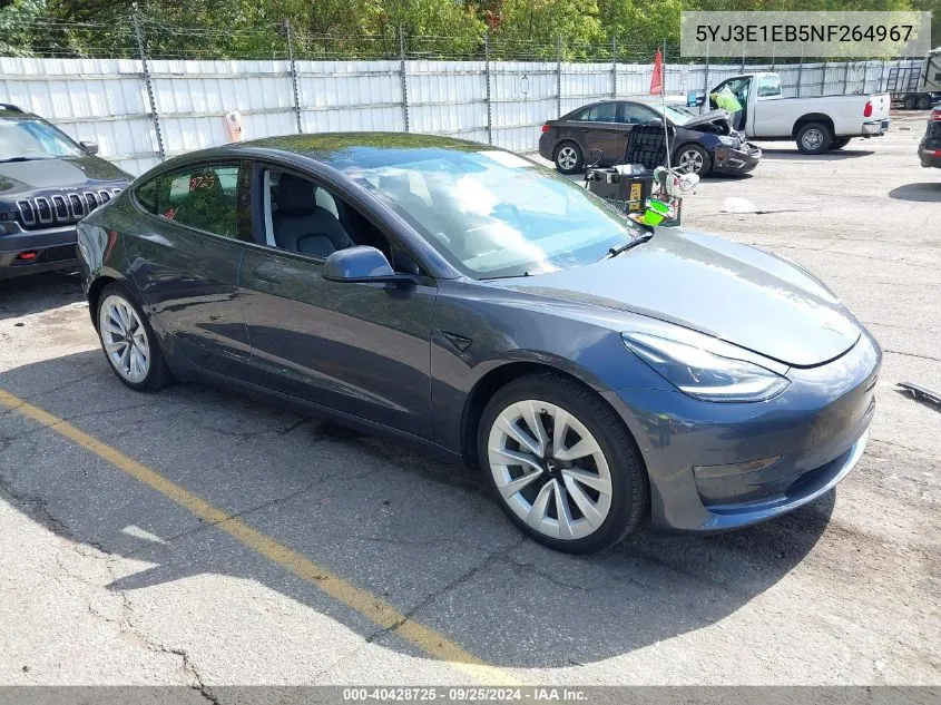 2022 Tesla Model 3 Long Range Dual Motor All-Wheel Drive VIN: 5YJ3E1EB5NF264967 Lot: 40428725