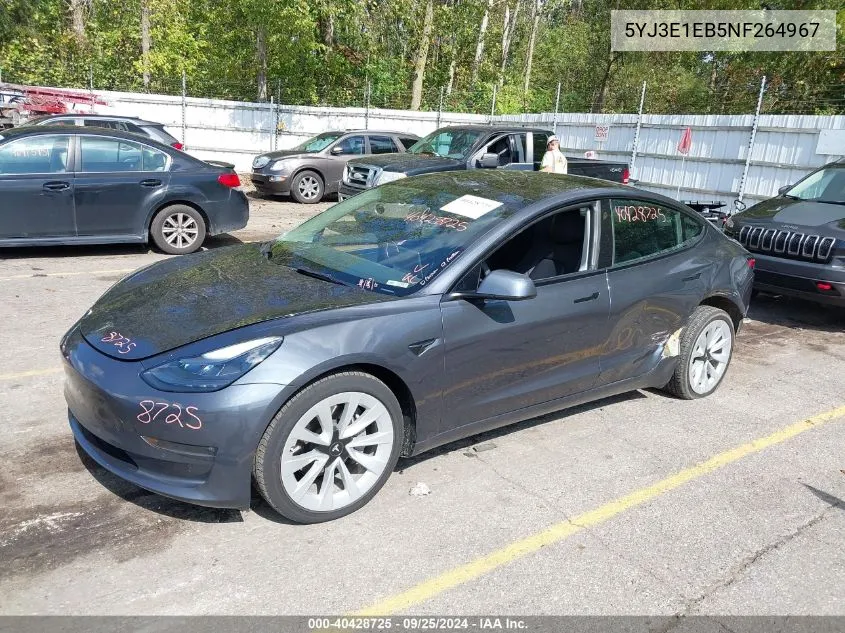 2022 Tesla Model 3 Long Range Dual Motor All-Wheel Drive VIN: 5YJ3E1EB5NF264967 Lot: 40428725