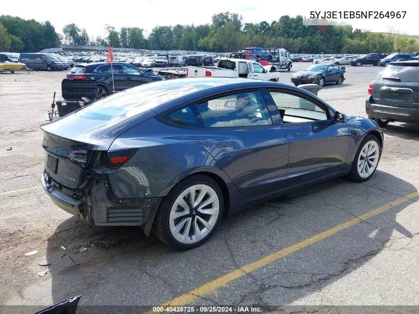 2022 Tesla Model 3 Long Range Dual Motor All-Wheel Drive VIN: 5YJ3E1EB5NF264967 Lot: 40428725