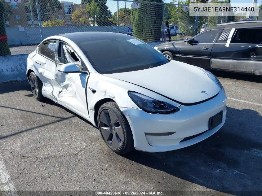 5YJ3E1EA9NF314440 2022 Tesla Model 3