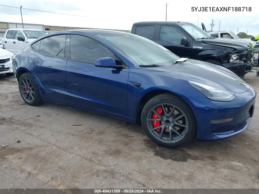 5YJ3E1EAXNF188718 2022 Tesla Model 3