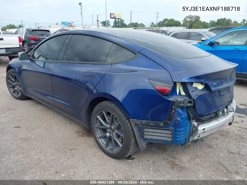 5YJ3E1EAXNF188718 2022 Tesla Model 3