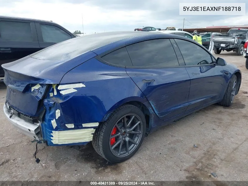 5YJ3E1EAXNF188718 2022 Tesla Model 3