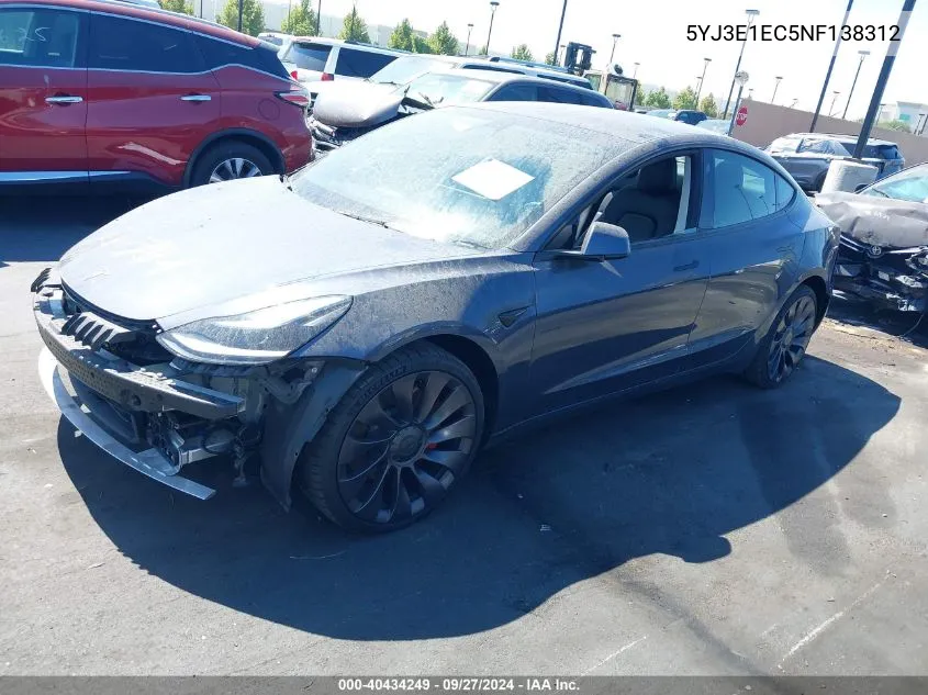 2022 Tesla Model 3 Performance Dual Motor All-Wheel Drive VIN: 5YJ3E1EC5NF138312 Lot: 40434249