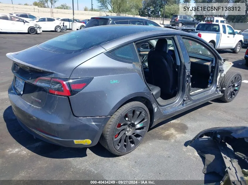 2022 Tesla Model 3 Performance Dual Motor All-Wheel Drive VIN: 5YJ3E1EC5NF138312 Lot: 40434249