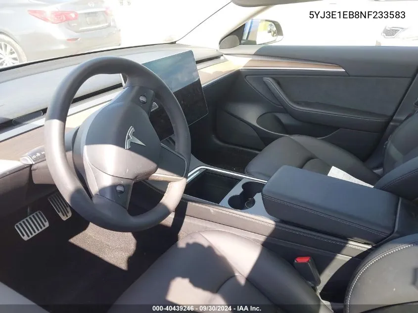 5YJ3E1EB8NF233583 2022 Tesla Model 3