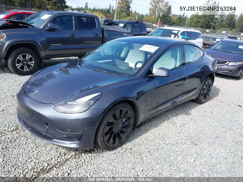 2022 Tesla Model 3 Performance Dual Motor All-Wheel Drive VIN: 5YJ3E1EC4NF263284 Lot: 40441643