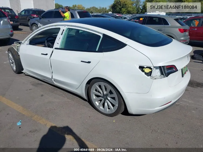 2022 Tesla Model 3 VIN: 5YJ3E1EA6NF188084 Lot: 40441669