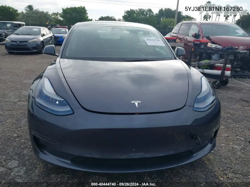 2022 Tesla Model 3 VIN: 5YJ3E1EB1NF167250 Lot: 40444740