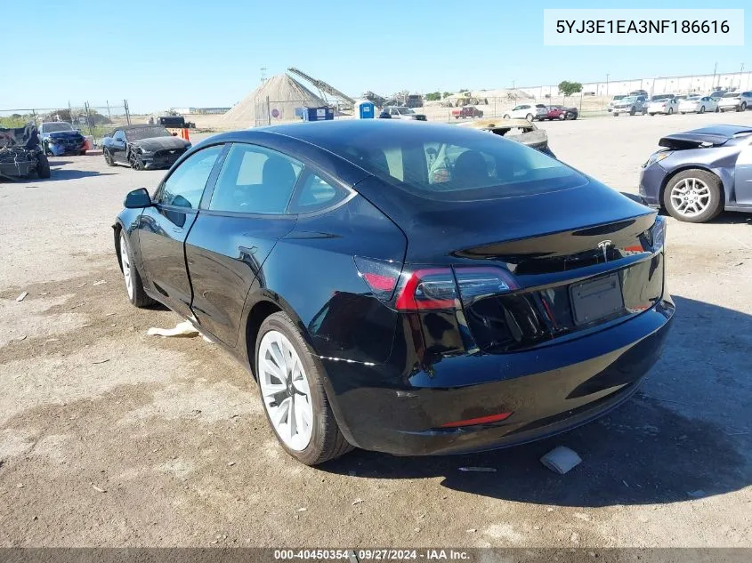 5YJ3E1EA3NF186616 2022 Tesla Model 3