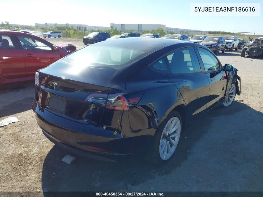 5YJ3E1EA3NF186616 2022 Tesla Model 3