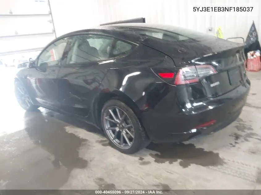 2022 Tesla Model 3 Long Range Dual Motor All-Wheel Drive VIN: 5YJ3E1EB3NF185037 Lot: 40455096