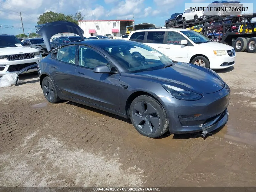 2022 Tesla Model 3 Long Range Dual Motor All-Wheel Drive VIN: 5YJ3E1EB0NF266982 Lot: 40470202