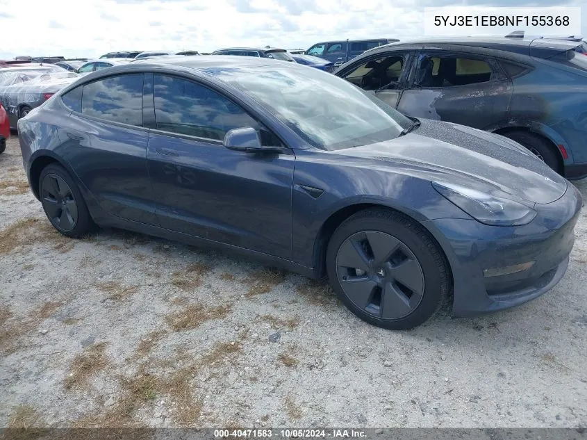 2022 Tesla Model 3 Long Range Dual Motor All-Wheel Drive VIN: 5YJ3E1EB8NF155368 Lot: 40471583