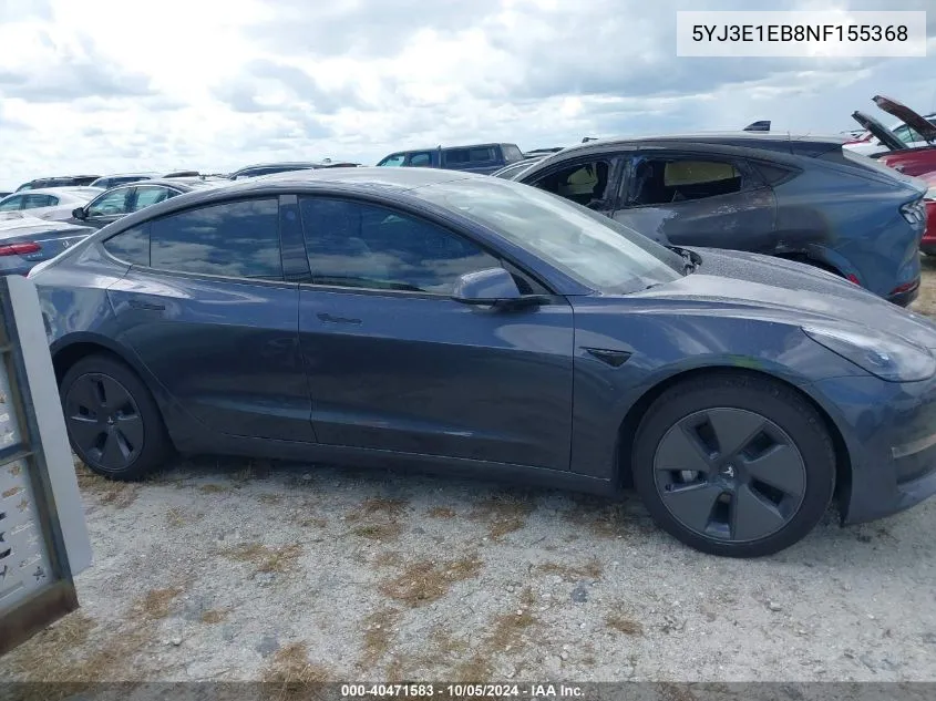 2022 Tesla Model 3 Long Range Dual Motor All-Wheel Drive VIN: 5YJ3E1EB8NF155368 Lot: 40471583