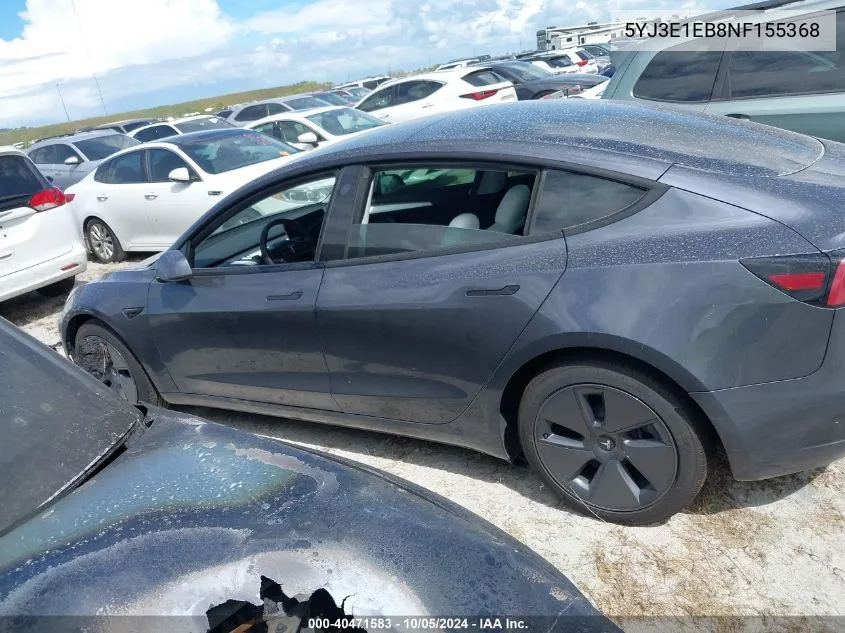 2022 Tesla Model 3 Long Range Dual Motor All-Wheel Drive VIN: 5YJ3E1EB8NF155368 Lot: 40471583