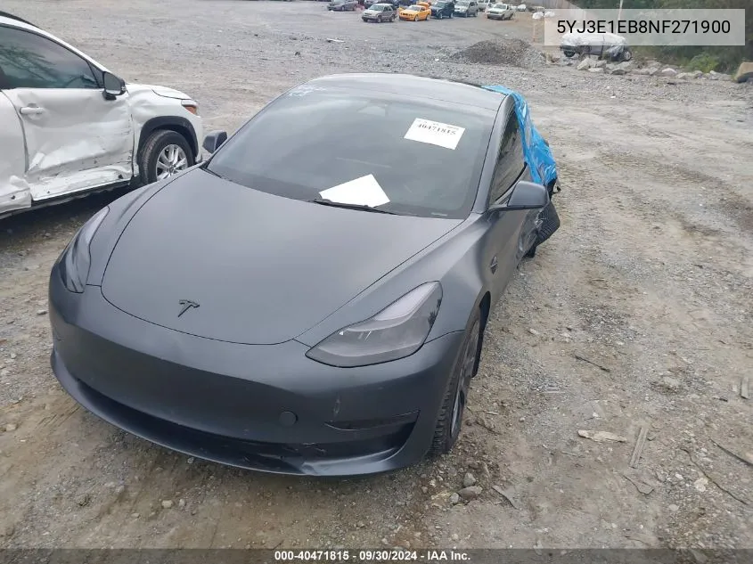 2022 Tesla Model 3 Long Range Dual Motor All-Wheel Drive VIN: 5YJ3E1EB8NF271900 Lot: 40471815