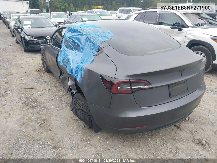 2022 Tesla Model 3 Long Range Dual Motor All-Wheel Drive VIN: 5YJ3E1EB8NF271900 Lot: 40471815