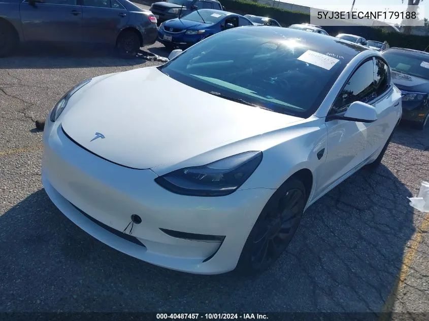 2022 Tesla Model 3 Performance Dual Motor All-Wheel Drive VIN: 5YJ3E1EC4NF179188 Lot: 40487457