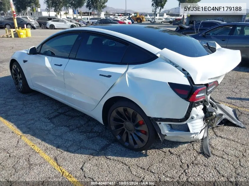 2022 Tesla Model 3 Performance Dual Motor All-Wheel Drive VIN: 5YJ3E1EC4NF179188 Lot: 40487457