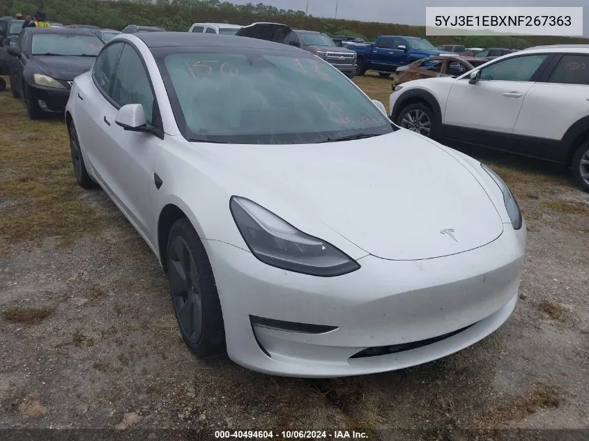 2022 Tesla Model 3 Long Range Dual Motor All-Wheel Drive VIN: 5YJ3E1EBXNF267363 Lot: 40494604