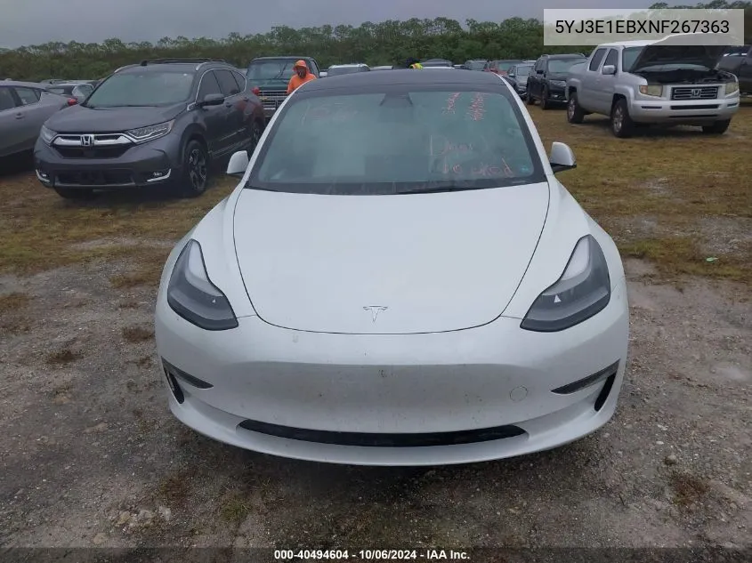 2022 Tesla Model 3 Long Range Dual Motor All-Wheel Drive VIN: 5YJ3E1EBXNF267363 Lot: 40494604