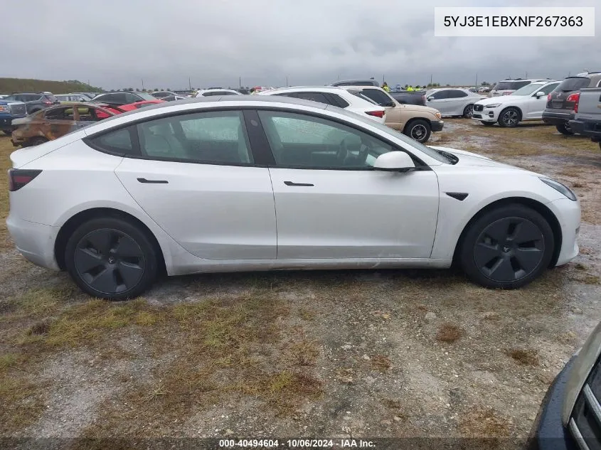 2022 Tesla Model 3 Long Range Dual Motor All-Wheel Drive VIN: 5YJ3E1EBXNF267363 Lot: 40494604