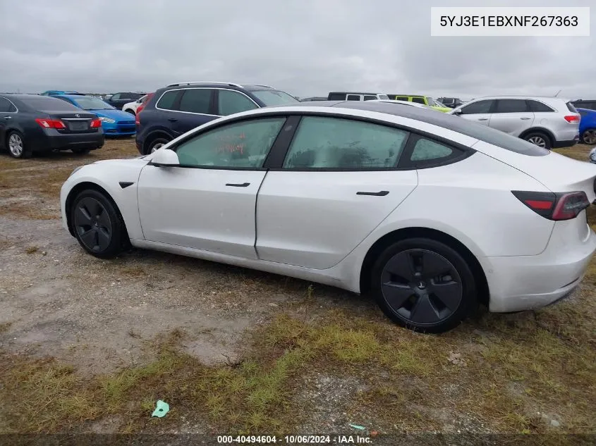 2022 Tesla Model 3 Long Range Dual Motor All-Wheel Drive VIN: 5YJ3E1EBXNF267363 Lot: 40494604