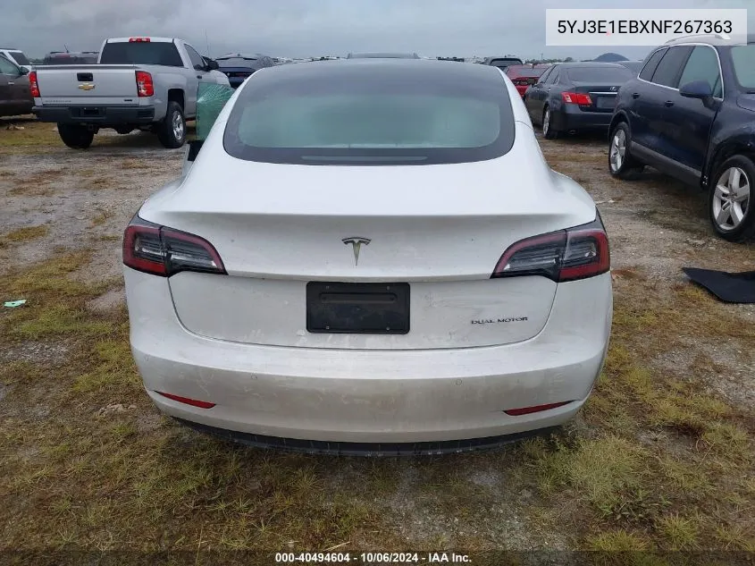 2022 Tesla Model 3 Long Range Dual Motor All-Wheel Drive VIN: 5YJ3E1EBXNF267363 Lot: 40494604