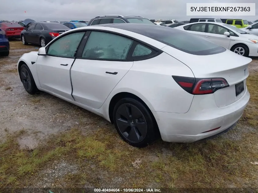 2022 Tesla Model 3 Long Range Dual Motor All-Wheel Drive VIN: 5YJ3E1EBXNF267363 Lot: 40494604