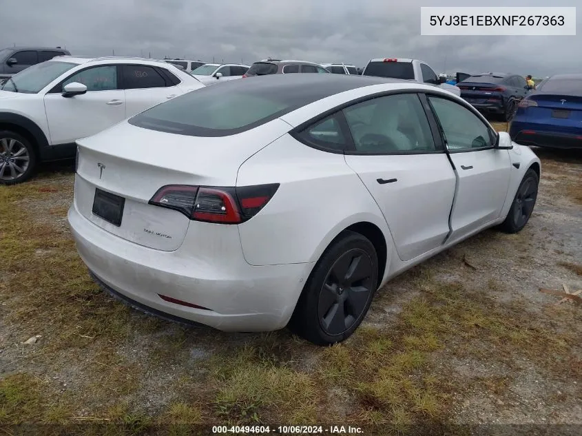 2022 Tesla Model 3 Long Range Dual Motor All-Wheel Drive VIN: 5YJ3E1EBXNF267363 Lot: 40494604