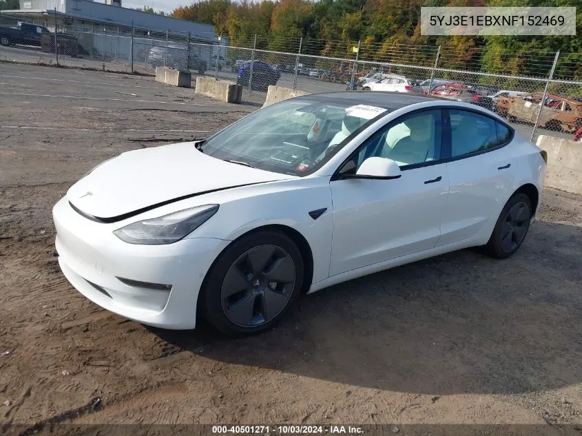 2022 Tesla Model 3 Long Range Dual Motor All-Wheel Drive VIN: 5YJ3E1EBXNF152469 Lot: 40501271