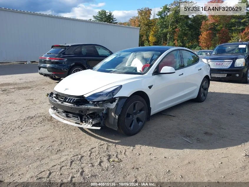 2022 Tesla Model 3 Rear-Wheel Drive VIN: 5YJ3E1EA4NF320629 Lot: 40515135