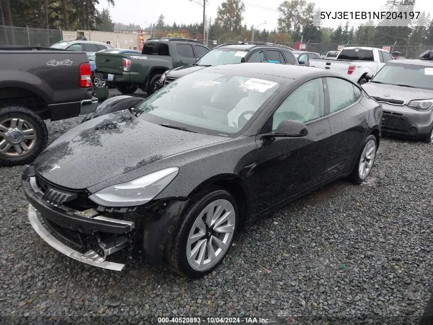 2022 Tesla Model 3 Long Range Dual Motor All-Wheel Drive VIN: 5YJ3E1EB1NF204197 Lot: 40520893