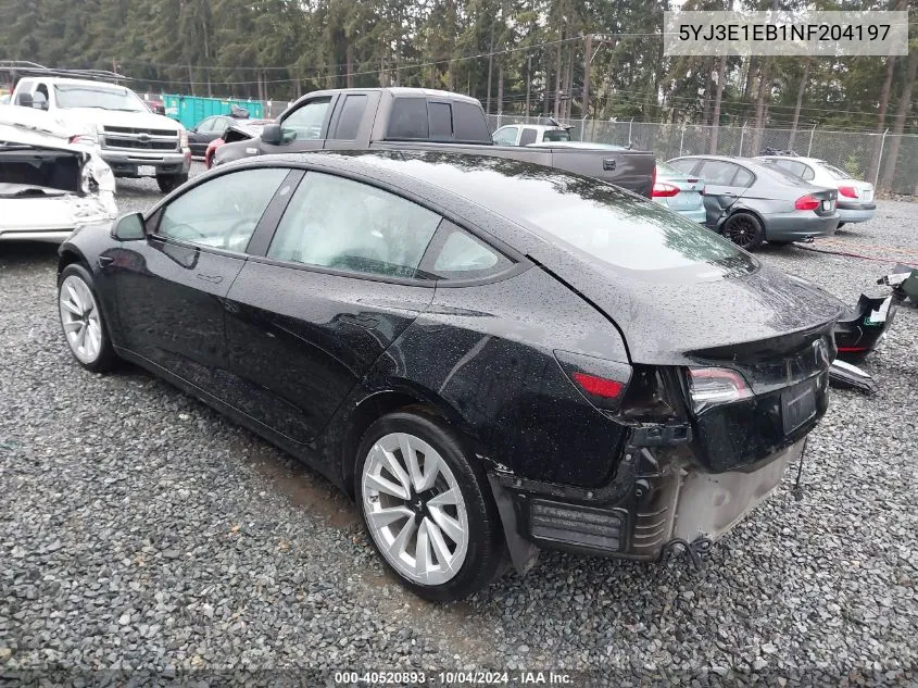 2022 Tesla Model 3 Long Range Dual Motor All-Wheel Drive VIN: 5YJ3E1EB1NF204197 Lot: 40520893