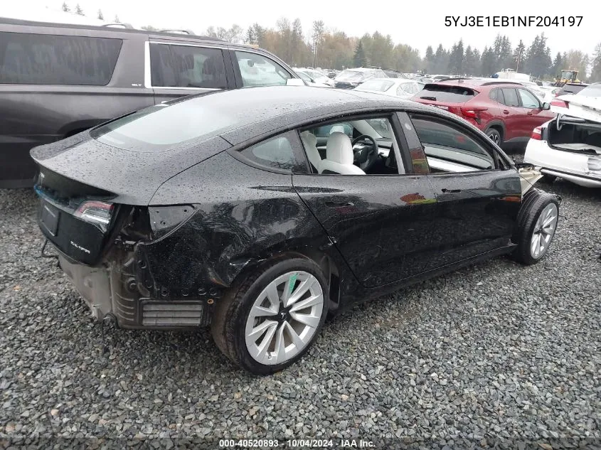 2022 Tesla Model 3 Long Range Dual Motor All-Wheel Drive VIN: 5YJ3E1EB1NF204197 Lot: 40520893